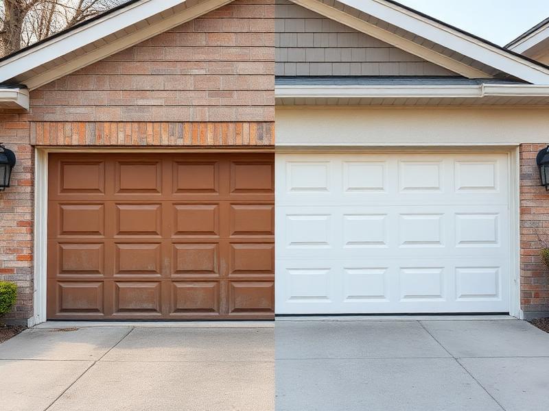 Before and after garage door installation by Garage Door Waldport