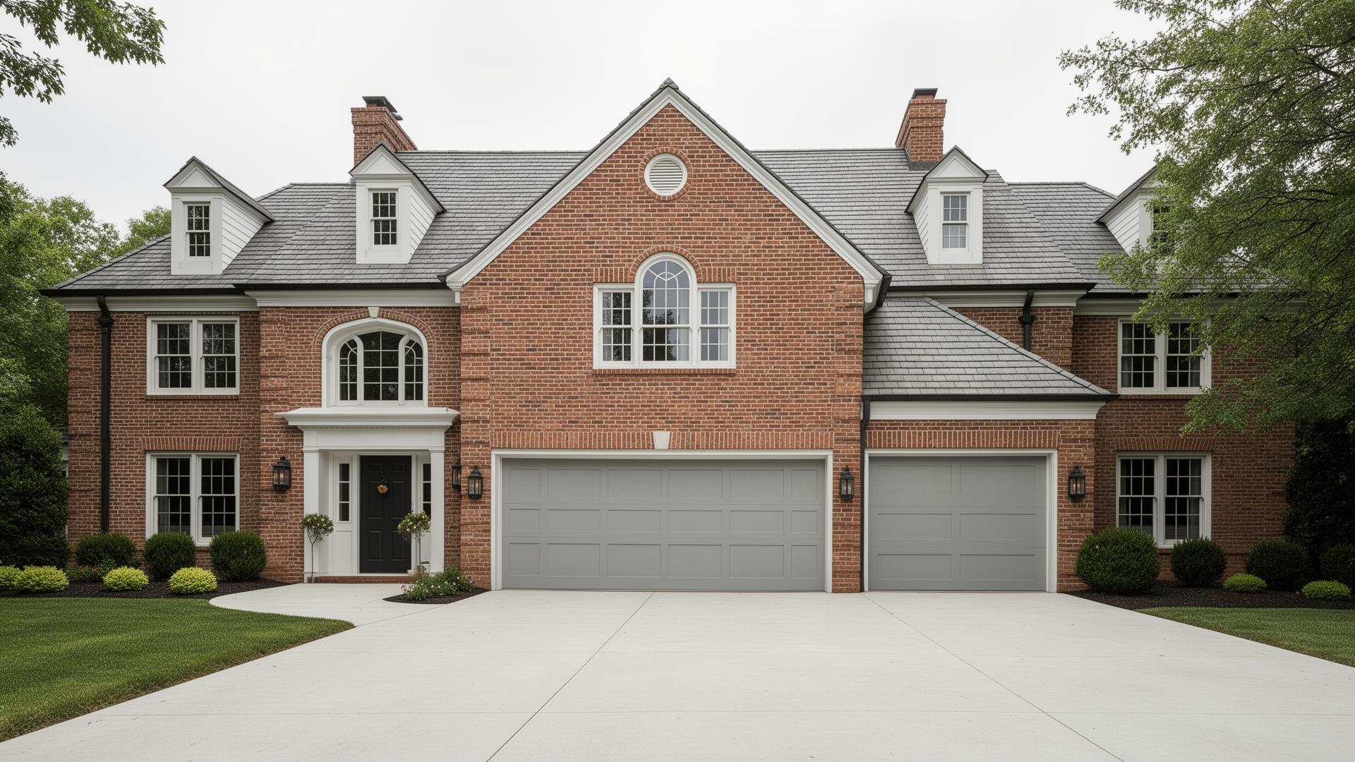 Professional garage door installation on elegant colonial home in Waldport Oregon